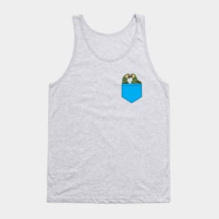 Macaw Parrot Pocket Cyan Tank Top